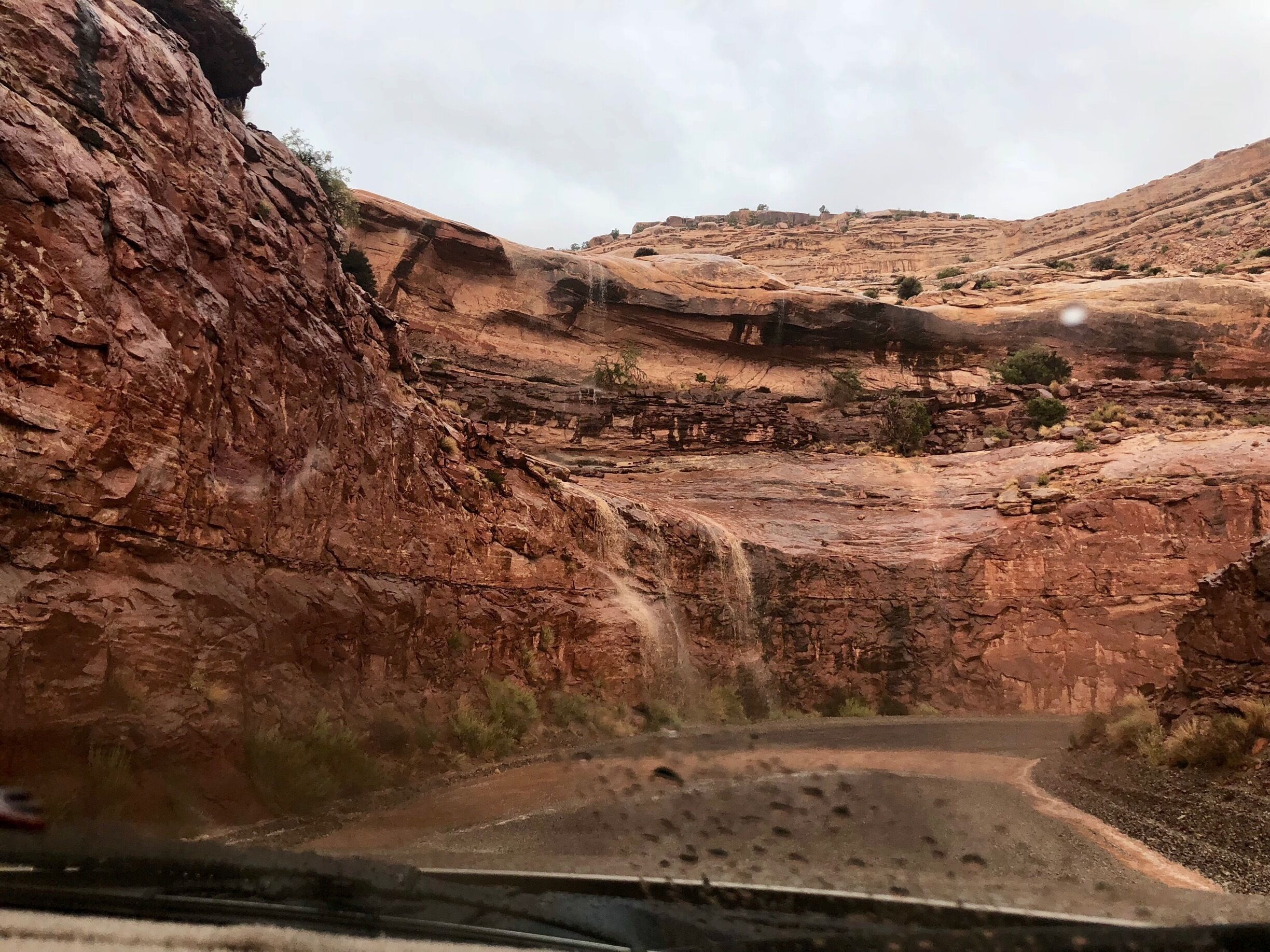 Instant waterfalls after the skies opened up here in southeast Utah. 
