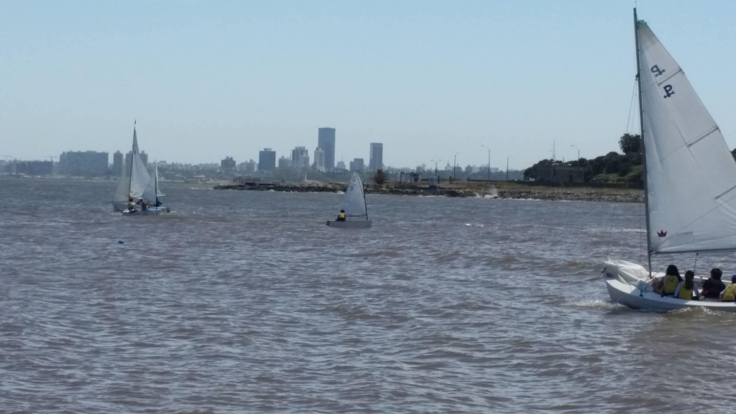 Sailing and Montevideo skyline