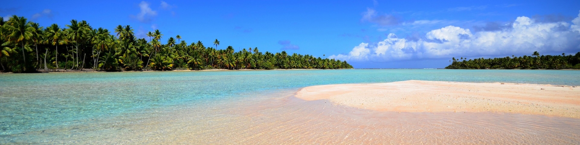 A beach in a tropical paradise setting in Polynesia Mataiva island Pacific Ocean