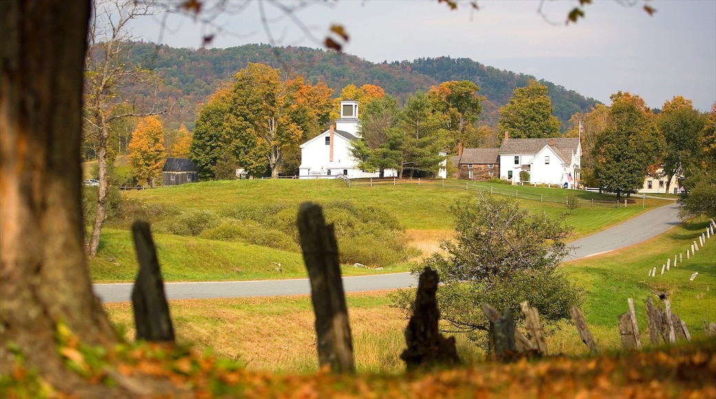 Vermont ofreciendo un jardín y una pequeña ciudad o pueblo