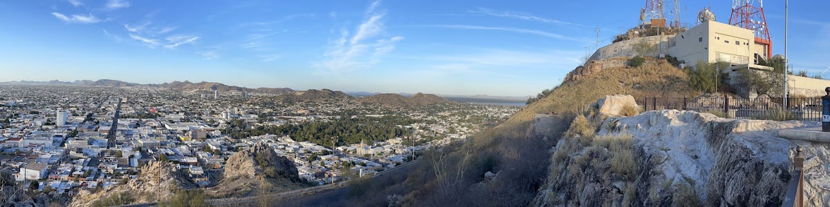 TV towers atop Cerro de la CampanaHill - Hill of the Bell in Hermosillo in Mexico