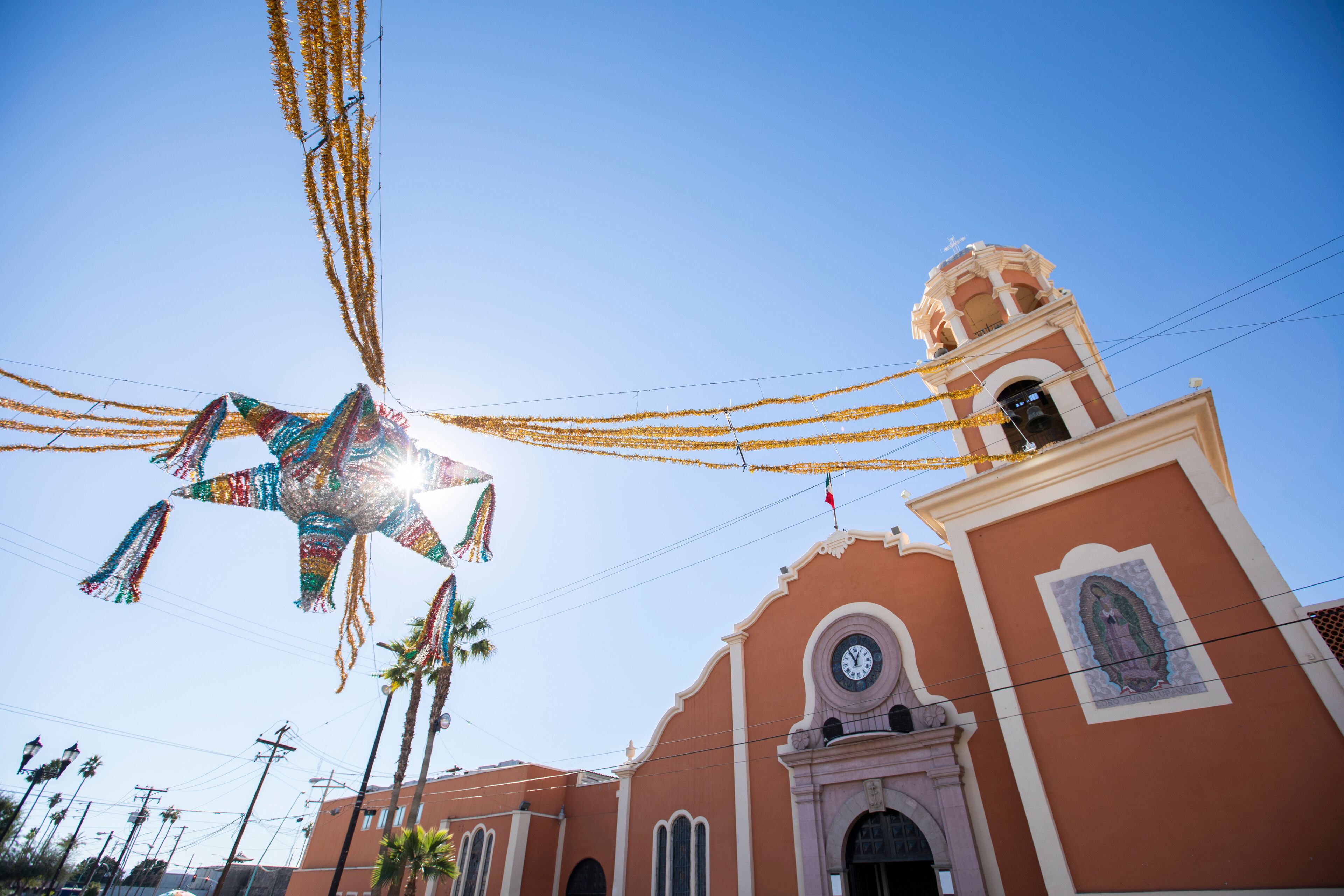 Daytime view of a historic church in downtown Mexicali, Baja California, Mexico.