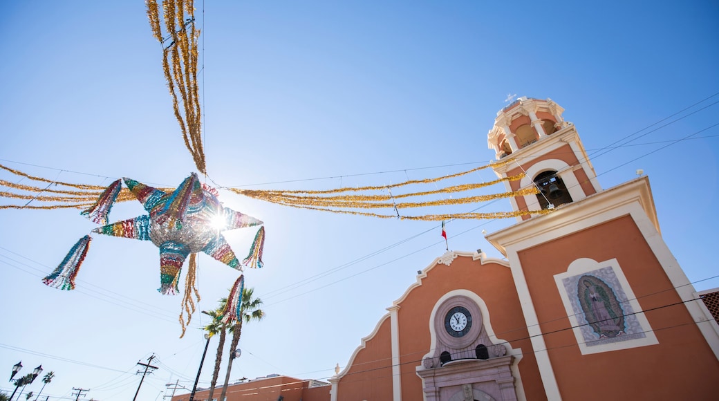 Daytime view of a historic church in downtown Mexicali, Baja California, Mexico.