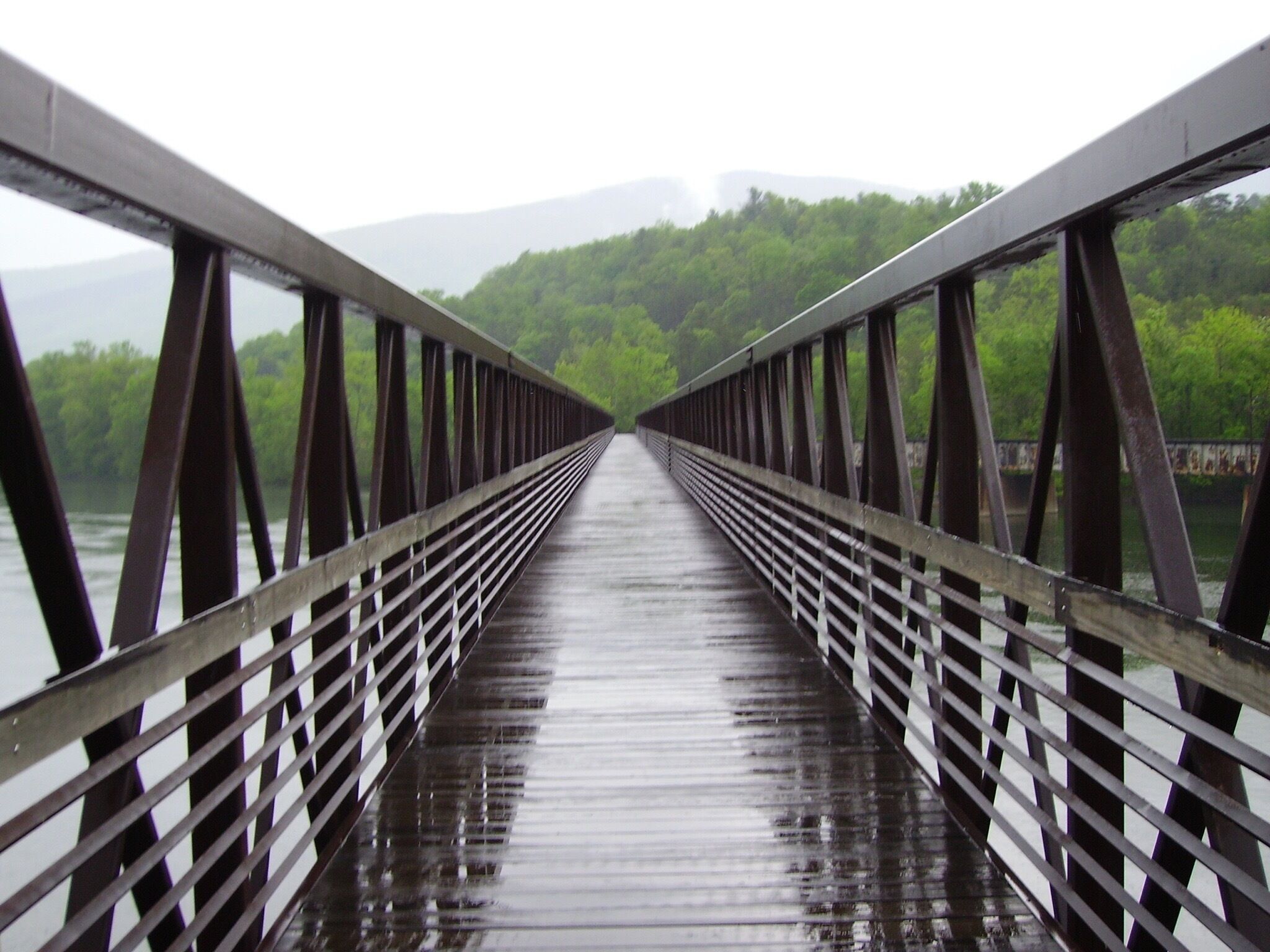 Crossing the James River Foot Bridge.  