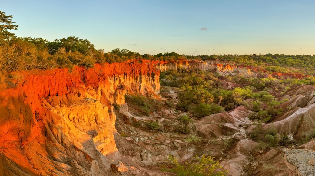 High resolution wide panorama of Marafa (Hell's Kitchen) canyon in sunset light. Malindi, Kenya