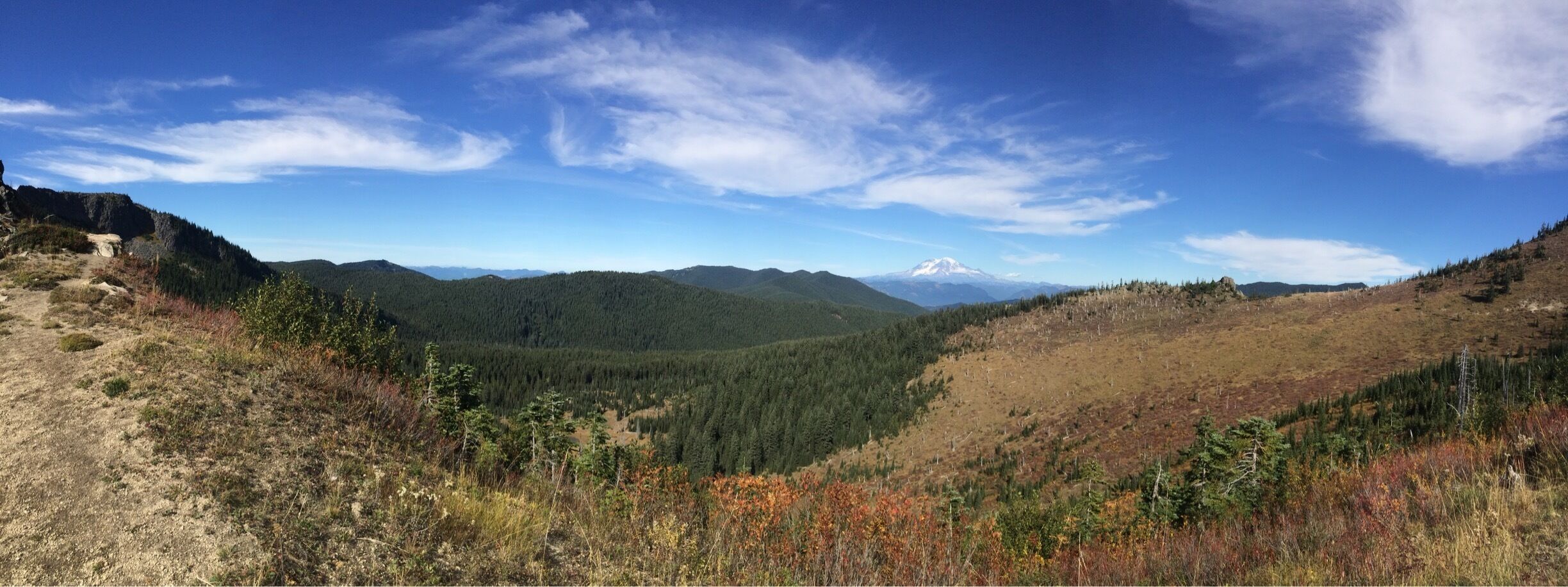 When you head down this ridge as far sanity dictates, you turn your attention south and this is what you'll see.  Of course, you continue on, because the dictates of sanity are more or less just suggestions when you've climbed to the highest spot within ten miles of everything you see.  But the trail heads down from here, and within a mile is swallowed back into the forest. Take my advice and use the time instead to take in as much as you can of this beautiful view.