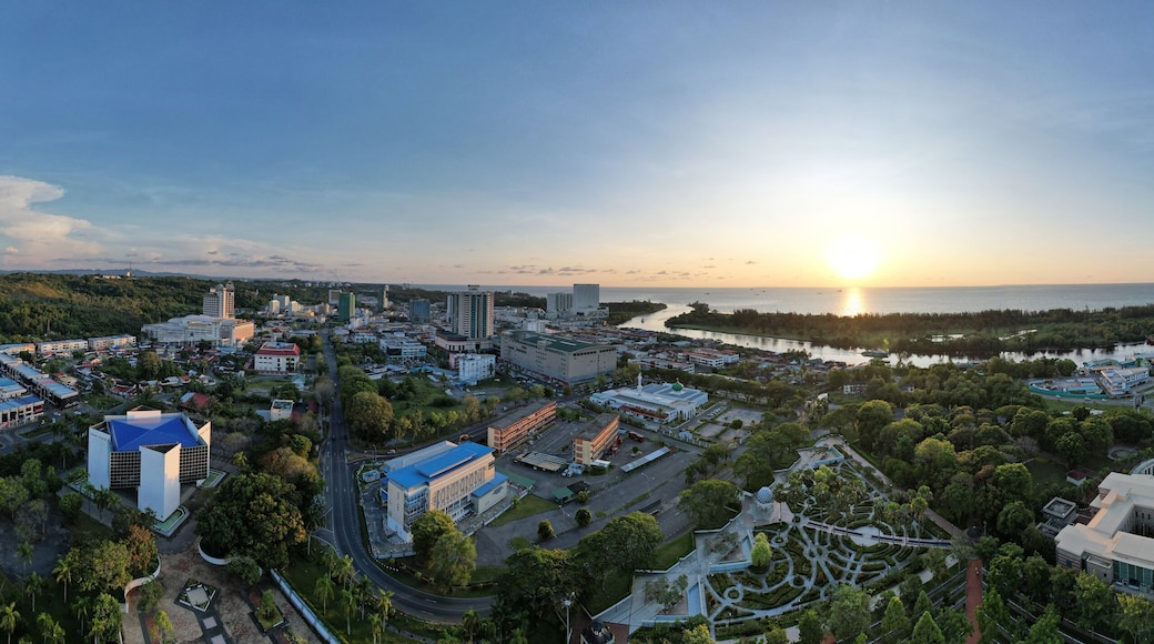 Miri, Sarawak Malaysia - May 2, 2022: The Landmark and Tourist Attraction areas of the of Miri City, with its famous beaches, rivers, city and scenic surroundings