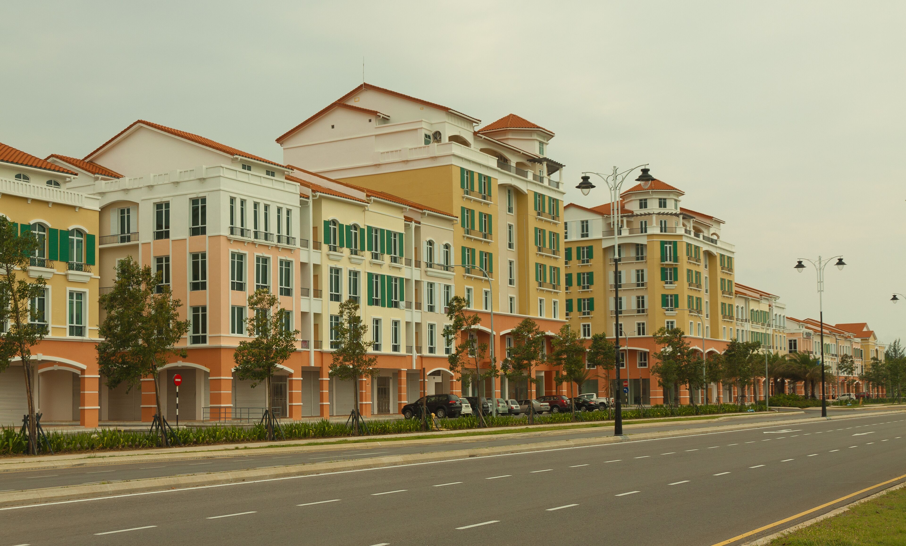 Empty new build Street in Hot Summer weather, Miri Borneo Malaysia
