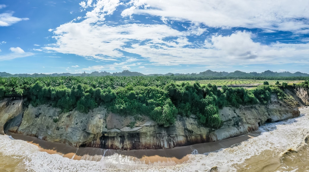 Aerial view of Tusan beach, Miri Sarawak, Malaysia.