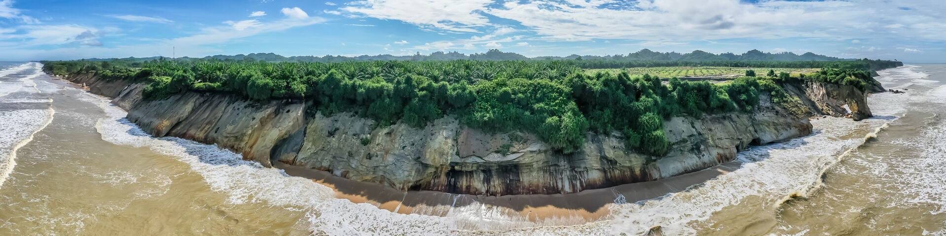 Aerial view of Tusan beach, Miri Sarawak, Malaysia.
