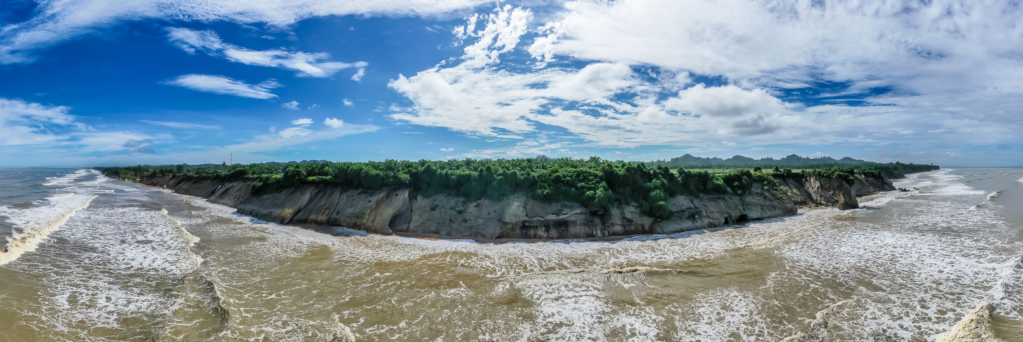 Aerial view of Tusan beach, Miri Sarawak, Malaysia.