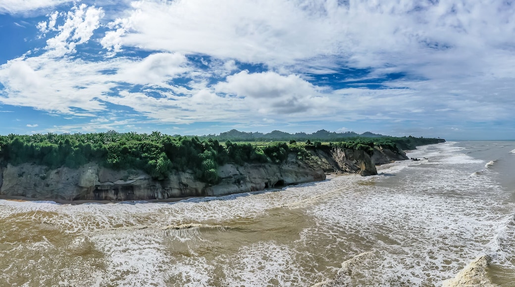 Aerial view of Tusan beach, Miri Sarawak, Malaysia.