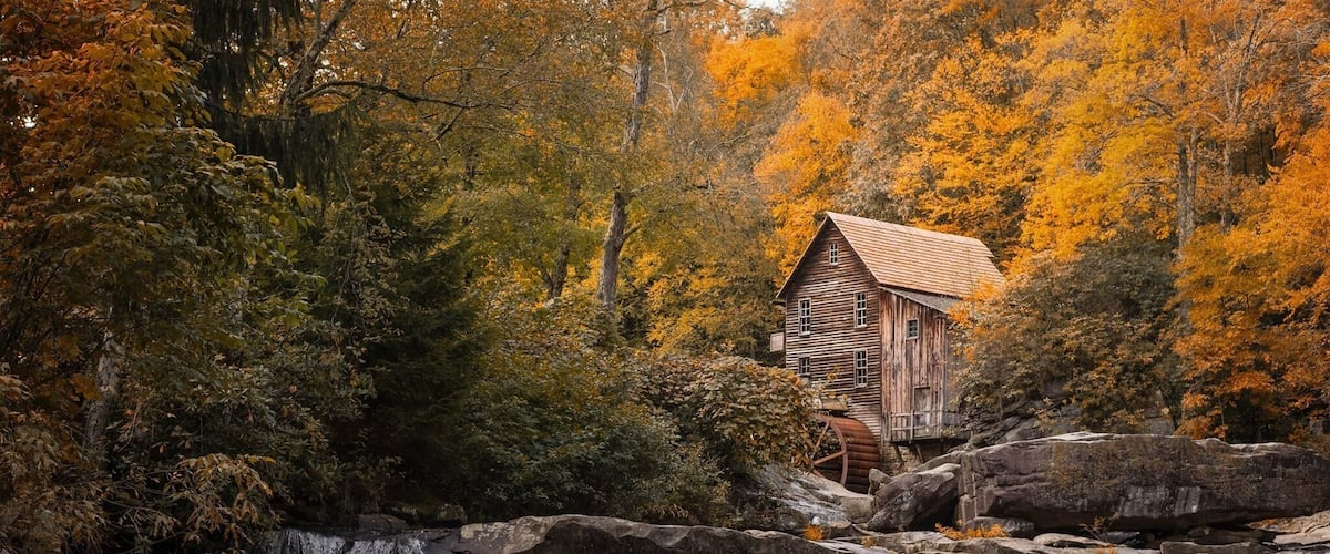 The leaves were just beginning to turn at Babcock State Park, WV. This iconic grist mill was begging to be captured in camera. Go when the crowds are minimal.