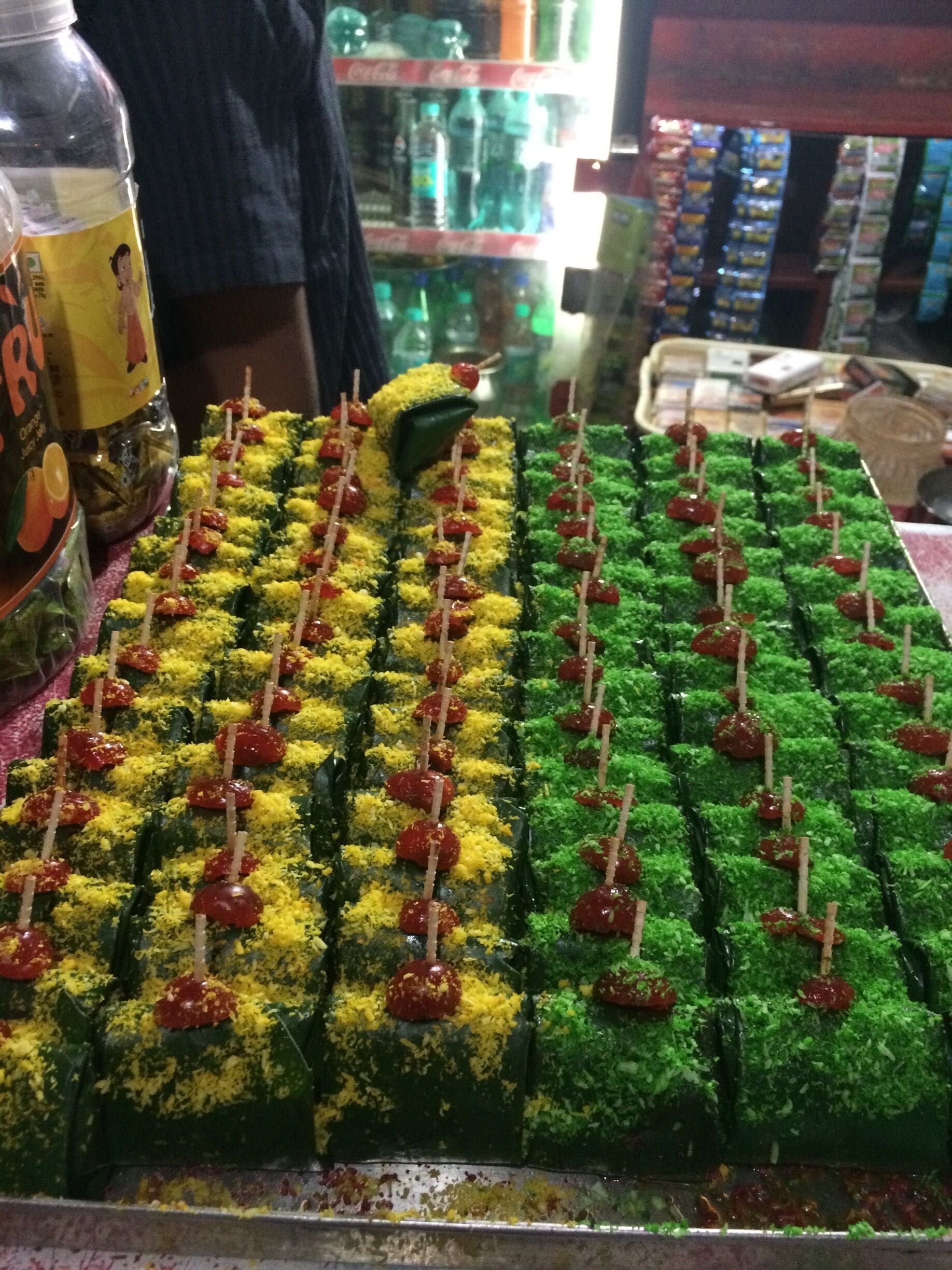 Betel leaf throughout India is extremely famous as stimulation and digestive post meals. It's often combined with tobacco and lime, kattha etc. Such large trays full of ready to eat "paan" is an usual sight late in the evening especially in northern India