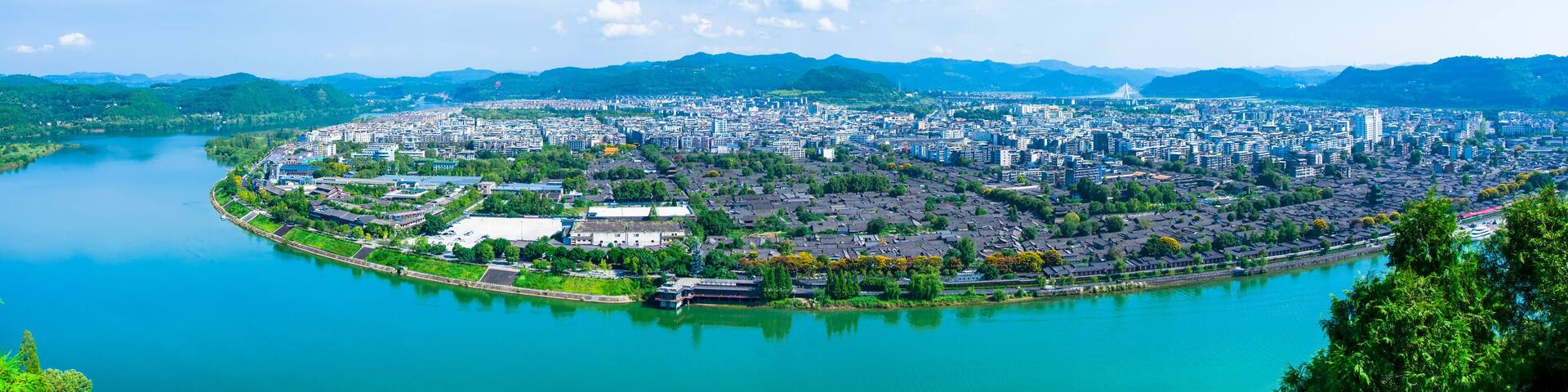 Panoramic skyline of Langzhong ancient city in Sichuan, China