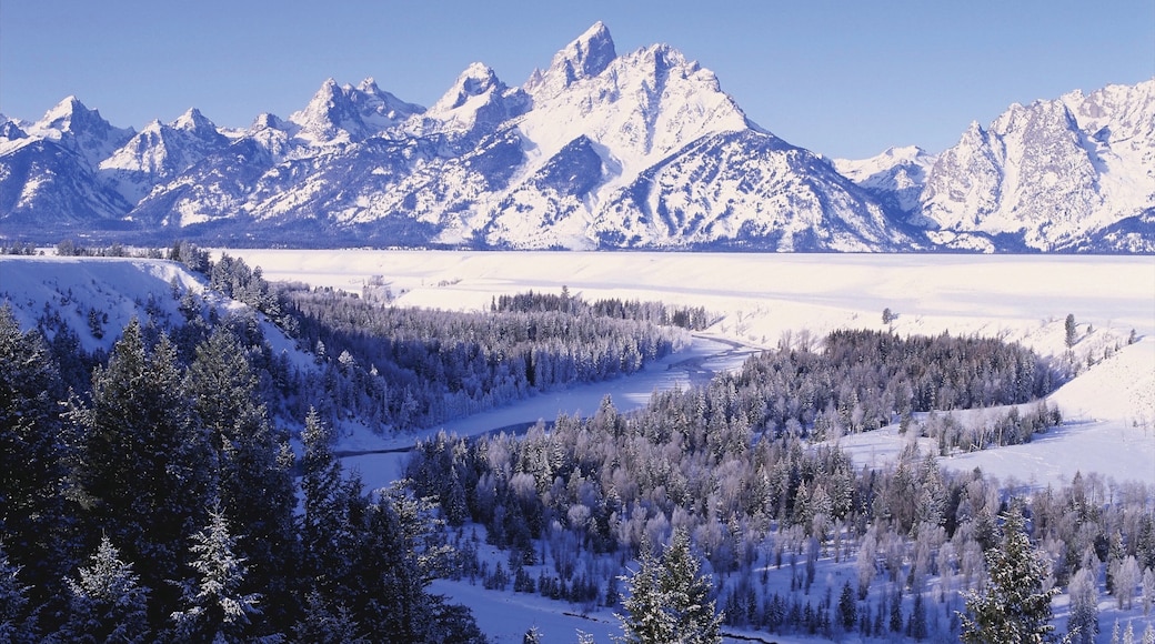 Jackson Hole featuring landscape views, mountains and snow