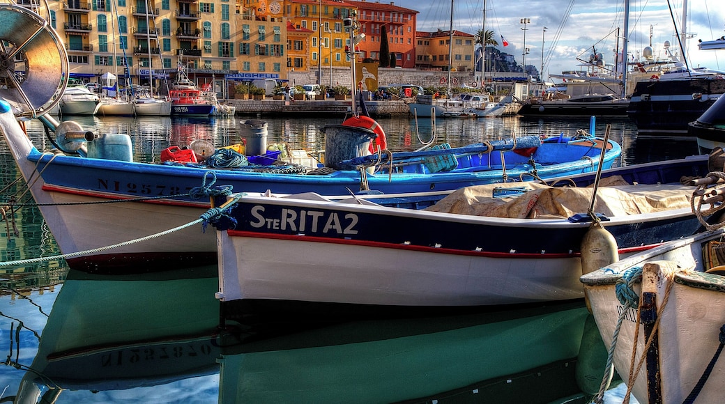 the haven of the harbour is a pretty sight with the boats and buildings surrounding the bay