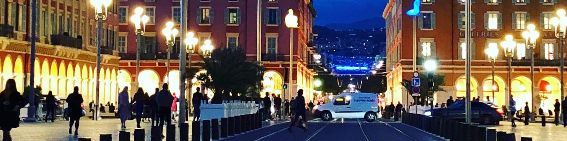 The Massena Place on a wet night in October. Inspite of the rains the place was pulsating with energy from shoppers and promenader.