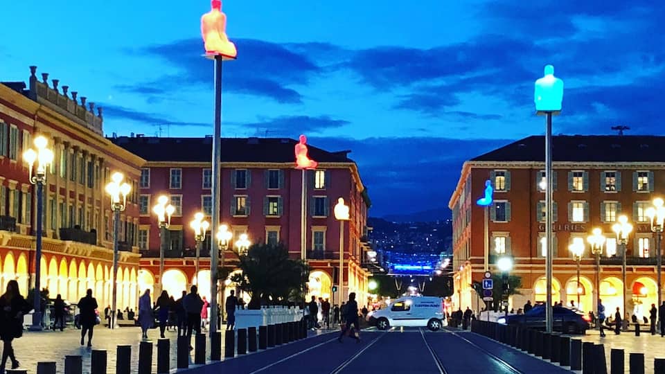 The Massena Place on a wet night in October. Inspite of the rains the place was pulsating with energy from shoppers and promenader.