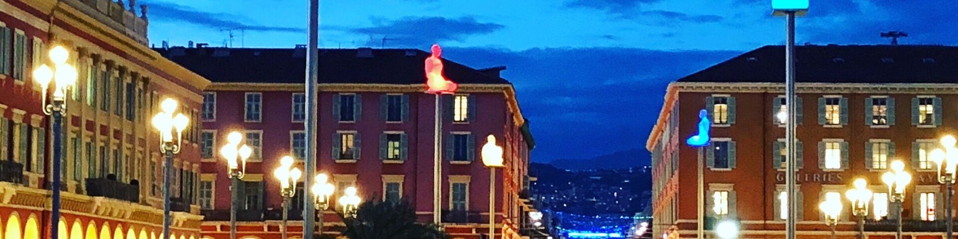 The Massena Place on a wet night in October. Inspite of the rains the place was pulsating with energy from shoppers and promenader.