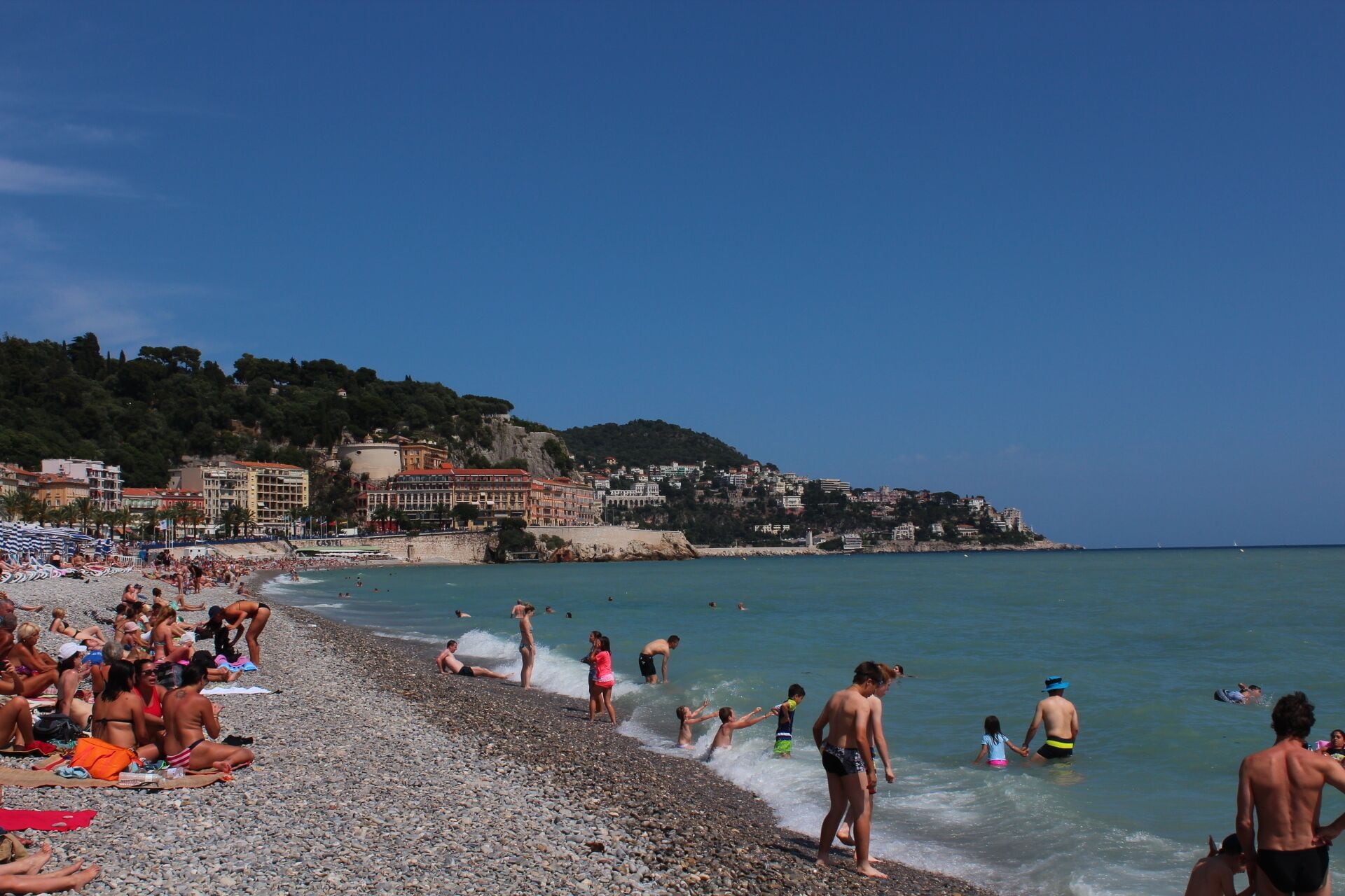 The beach my friends and I went to on our first day in Nice was really close to the city centre. It's about a 20 minute walk from the Hotel Antares along Avenue Jean Médecin. The weather was warm but not humid. I still had a bit of tan but I didn't get burned. There was a water sport store beside us who were quite busy with customers wanting to go parasailing. They're called Nikaia Water Sport. It looked enjoyable so we decided to give it a go. There were four of us so we split into two groups and the price is 80 EUR for 2 people. 

When it was our turn, our other friends advised us to make sure we properly sit in the harness so we don't stand the whole time in the air. They do a complete loop far of the sea and dip you twice at both ends. It was a relaxing feeling overlooking Nice from the sea. #Nice #France #waterlust