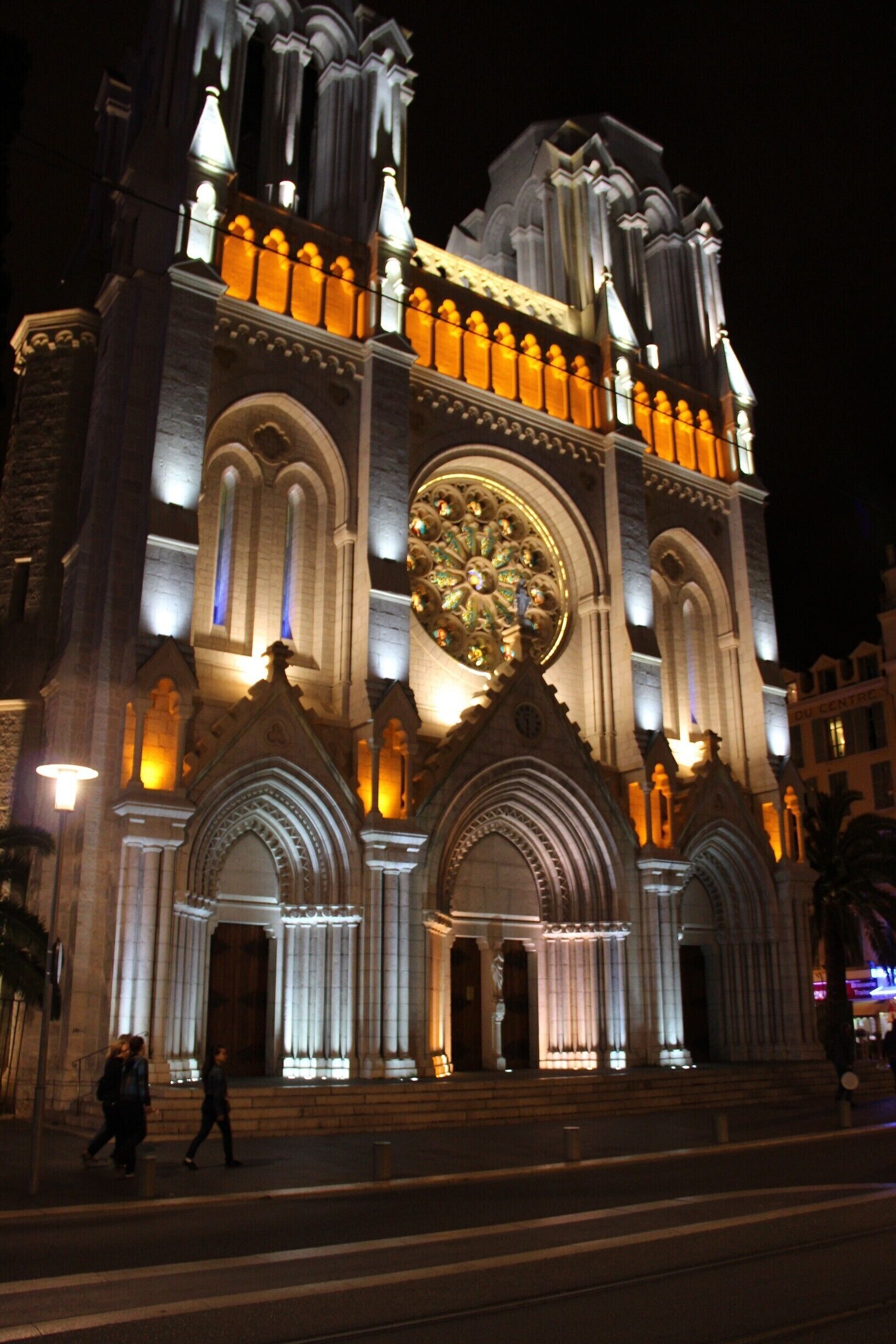 This beautiful church lit up at night