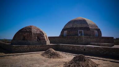 View to Mazlumkhan Sulu mausoleum in Mizdakhan at khodjeyli, Karakalpakstan,uzbekistan