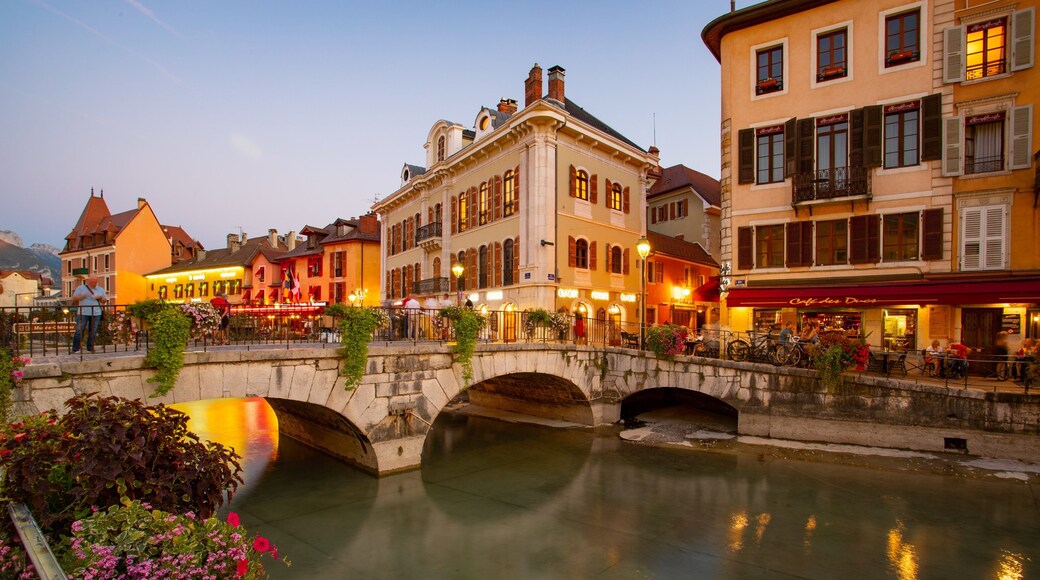 Annecy which includes a sunset and a river or creek