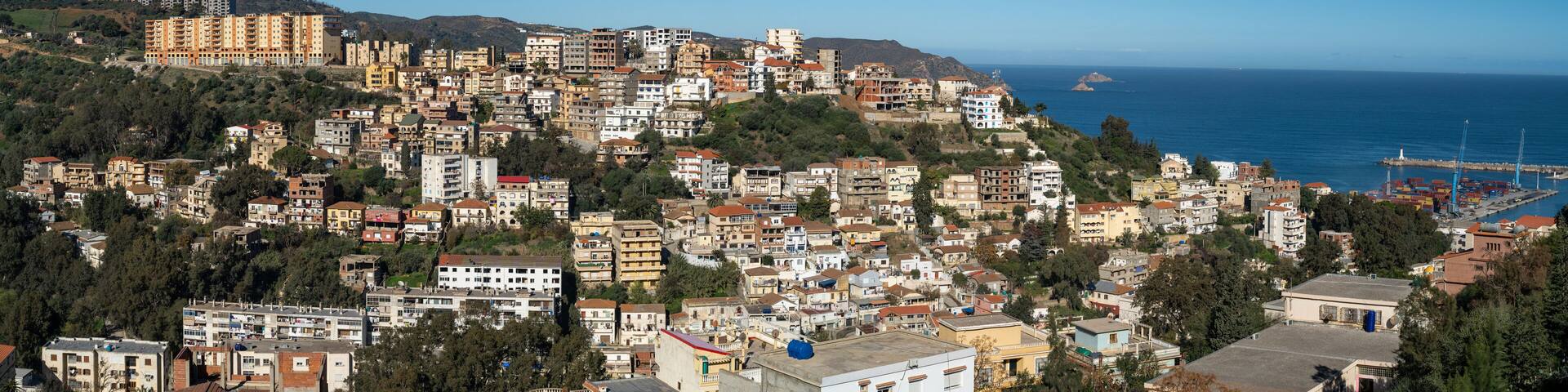 View of the buildings and streets of Skikda, North Algeria