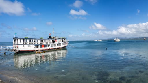 Stunning coastal scenery along the sea front promenade near the port of Suva, the capital city of Fiji, South Pacific Ocean