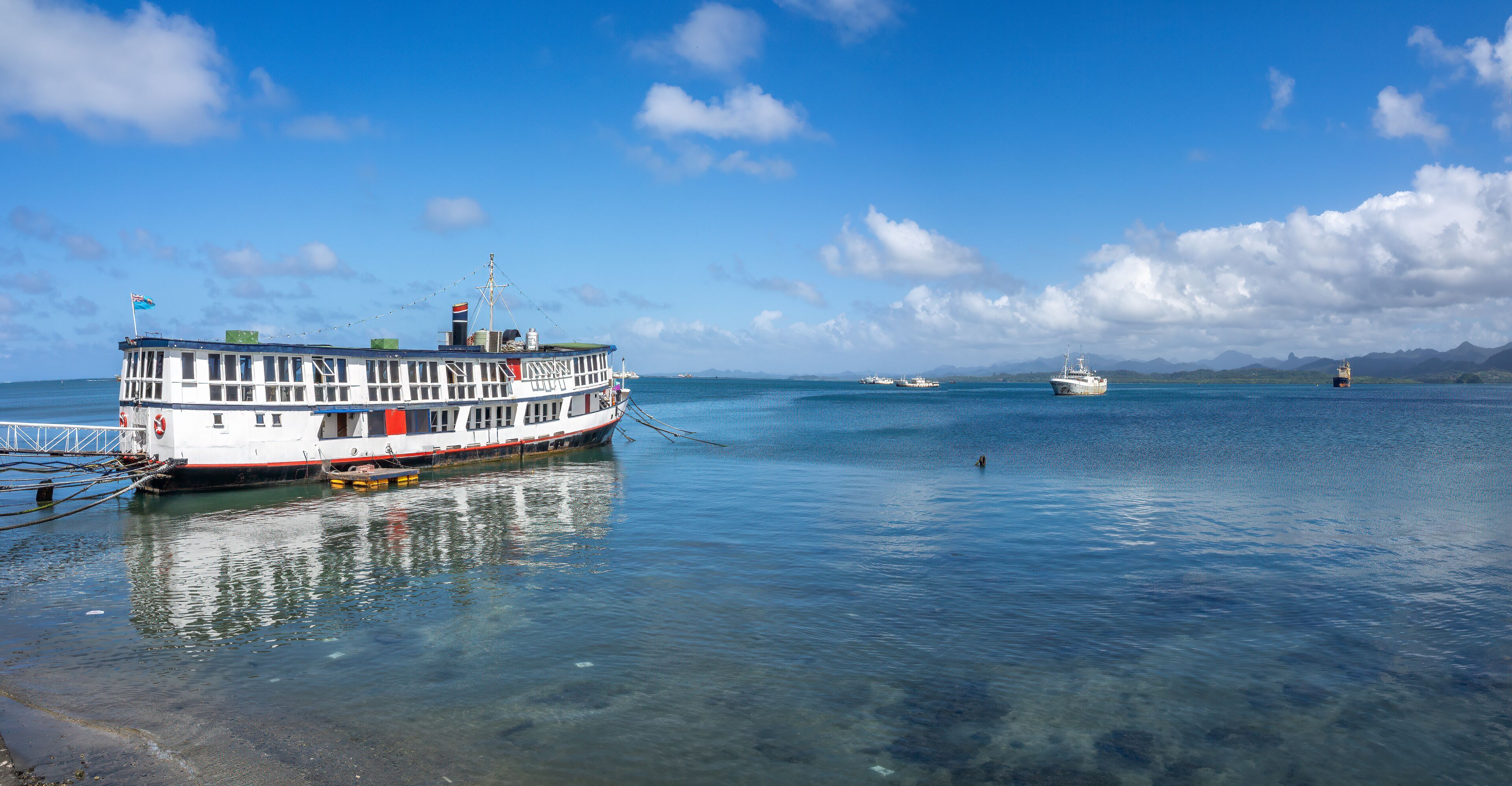 View of the stunning coast of Suva near the port, Fiji, South Pacific Ocean