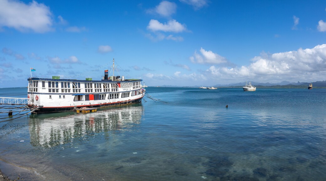View of the stunning coast of Suva near the port, Fiji, South Pacific Ocean