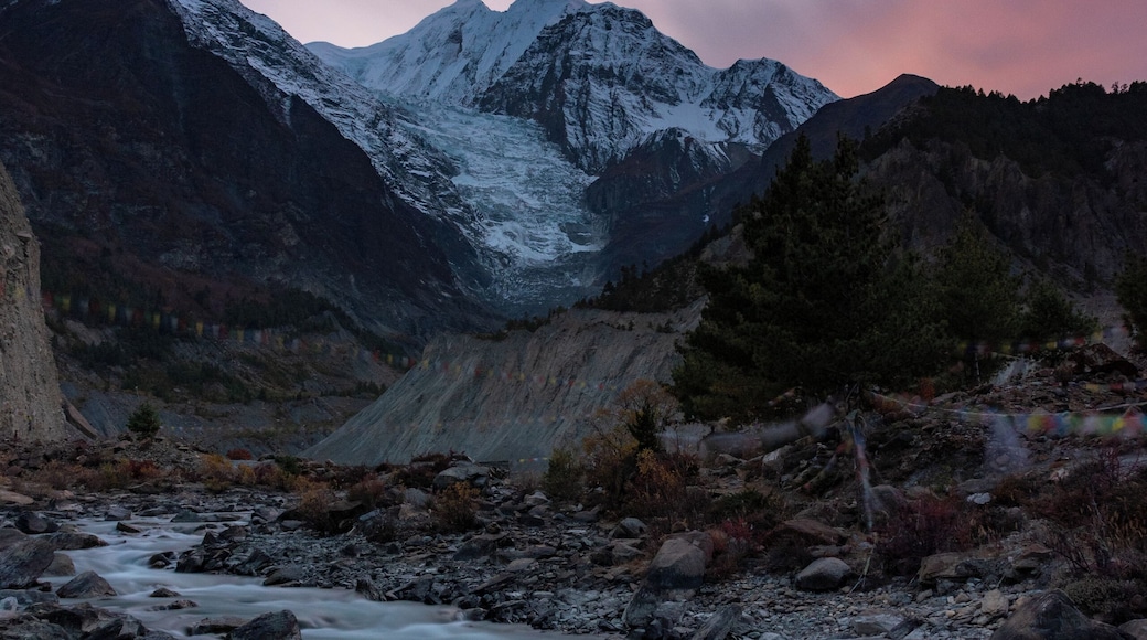 Little creek at the base of a glacier in Menang, Nepal.
