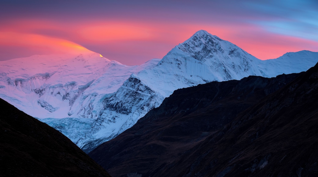 This is from Ledar, Nepal. A tiny village on the Annapurna Circuit a couple of days before the Thorang La Pass. This light lasted about a minute. One of the best moments of the entire trip. Feel grateful to have witnessed and captured it.