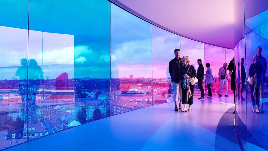 Aarhus which includes modern architecture, views and interior views