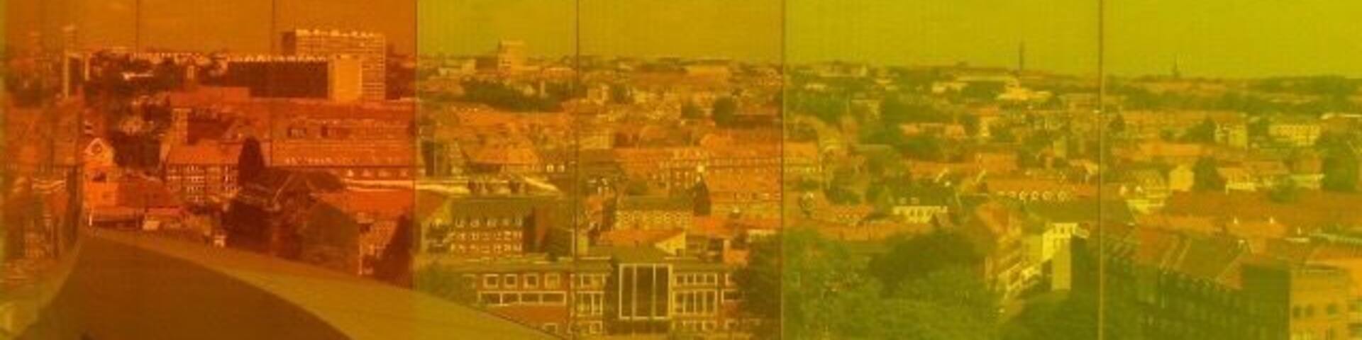 Multicoloured views of Aarhus.