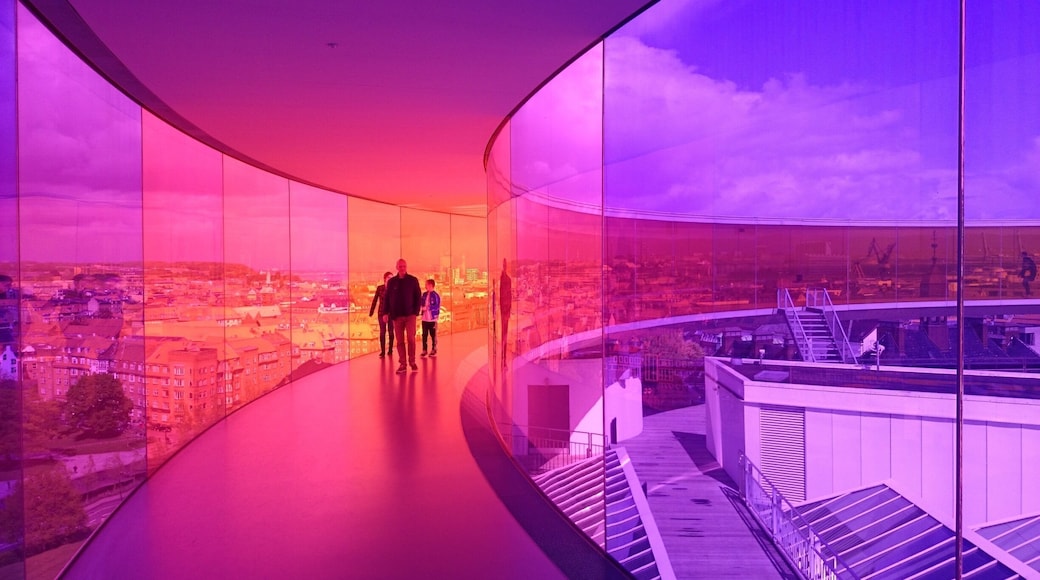 The rainbow panorama at the top of the Art Museum in Århus. A 360 degree rainbow hallway around the top of the museum, with views over Århus. Really awesome place to see!