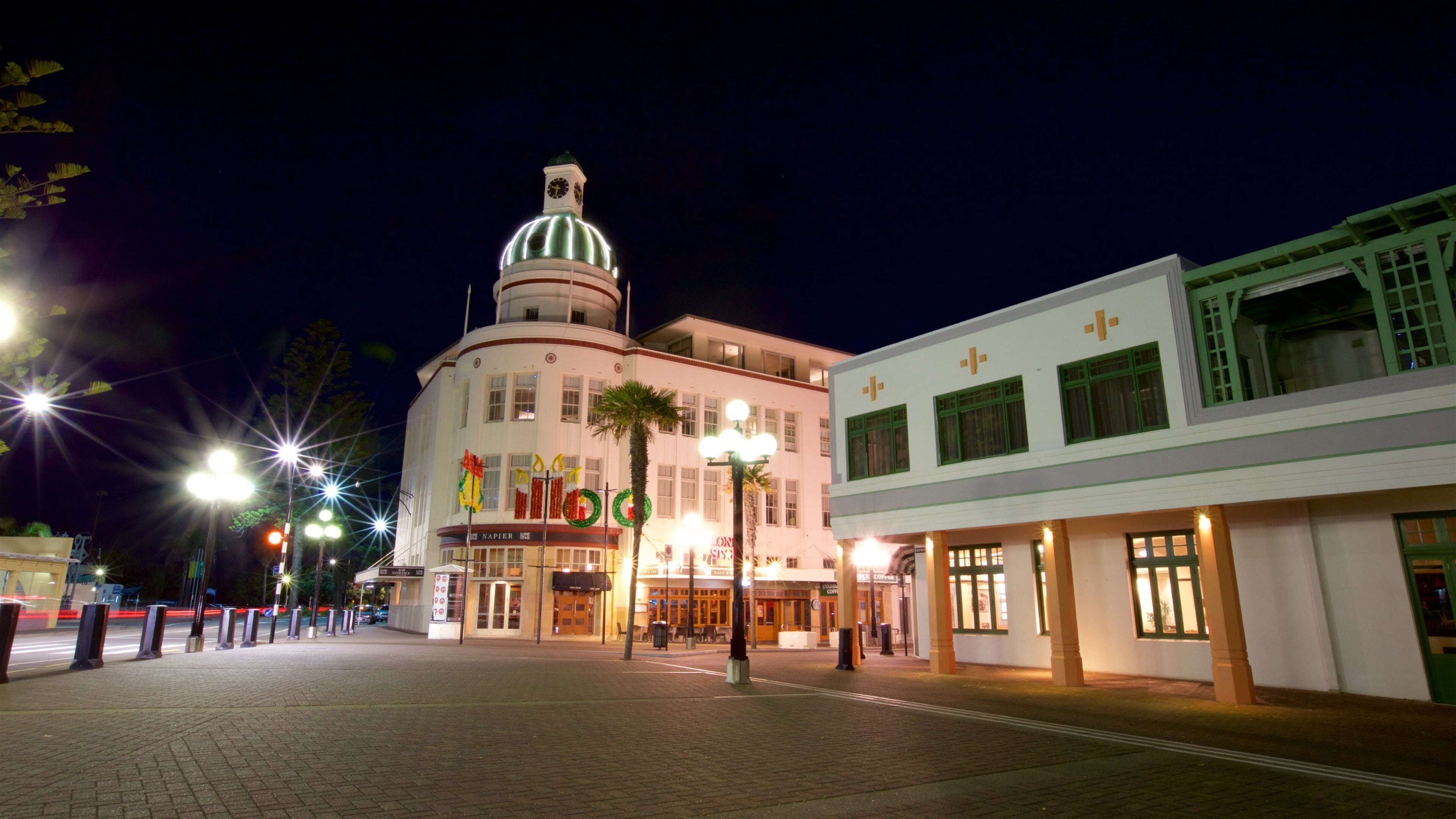 Napier featuring night scenes and a square or plaza
