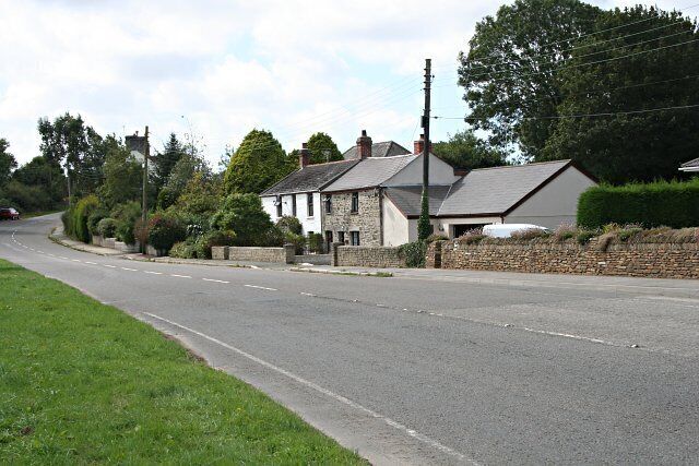 Chapel Town, Summercourt. Houses at the western end of Summercourt village, formerly near a Methodist Chapel.