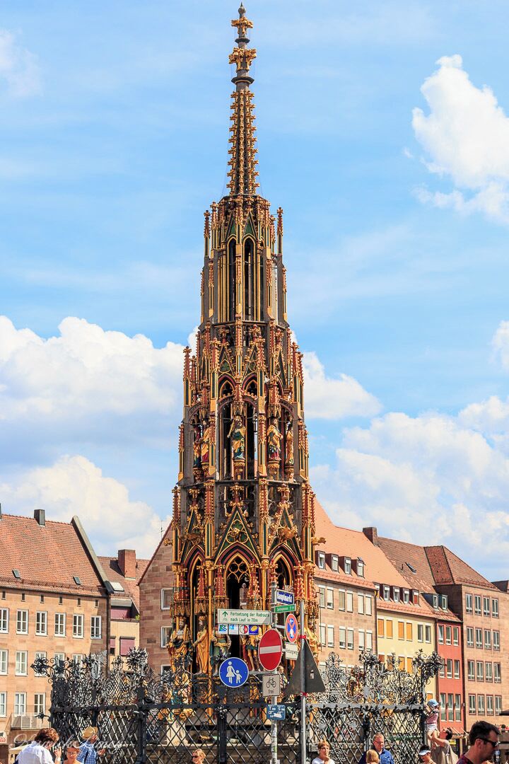 The Beautiful Fountain (Schöner Brunnen) in the market place in Nuremberg.
Such a beautiful fountain.