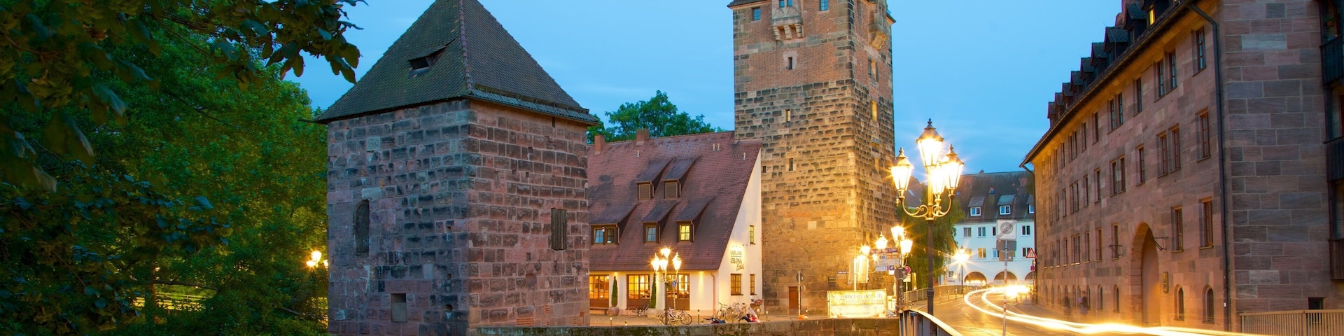 Nuremberg showing a bridge, heritage elements and a river or creek