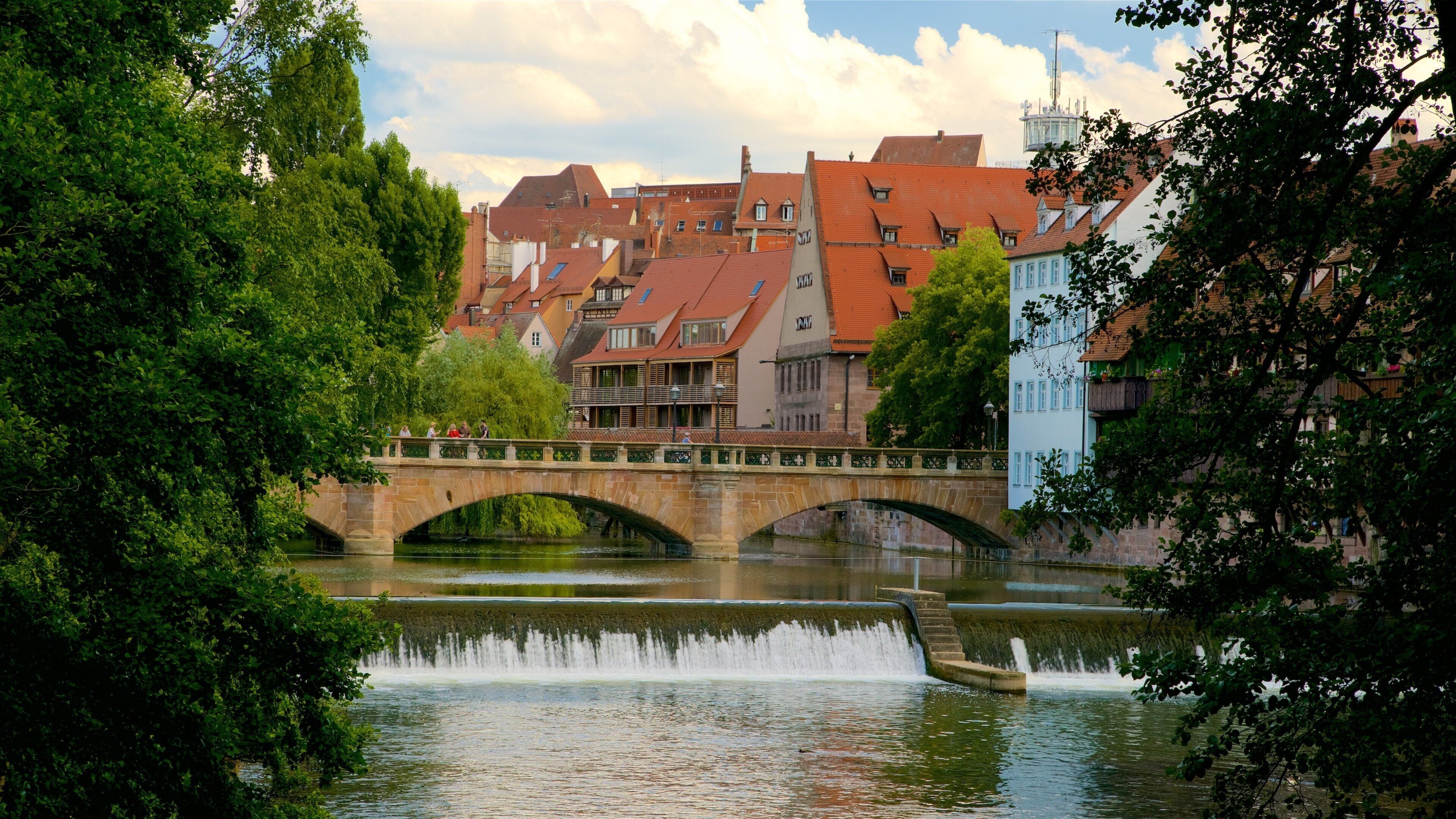 Nuremberg showing a river or creek, a bridge and heritage elements