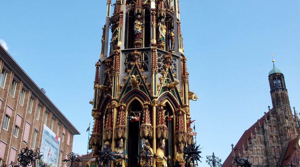 Schöner Brunnen is a 14th-century fountain located on Nuremberg's main market next to the town hall.