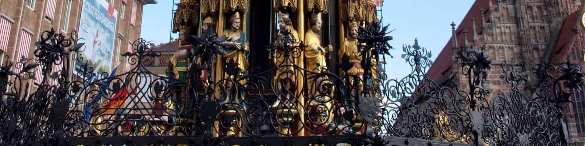 Schöner Brunnen is a 14th-century fountain located on Nuremberg's main market next to the town hall.
