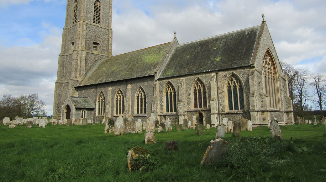 The south facing elevation of the parish church of Saint James which is located in the village of Southrepps, Norfolk, England.