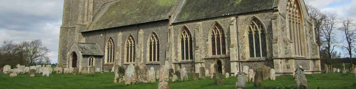 The south facing elevation of the parish church of Saint James which is located in the village of Southrepps, Norfolk, England.