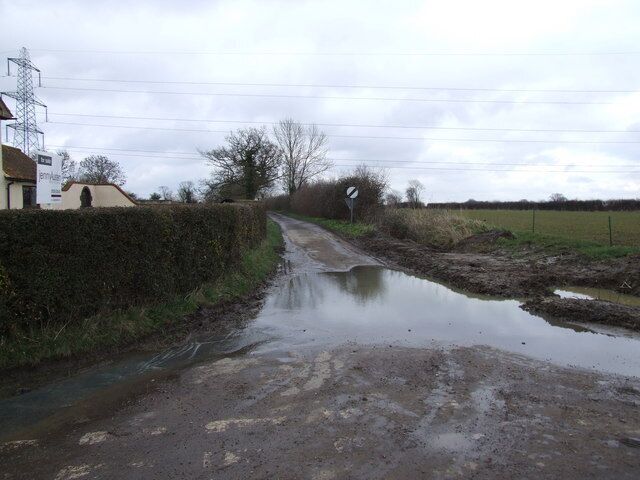 Flooded Track to Wacton Hall by Gore Lane Farm, Great Moulton After heavy overnight rain