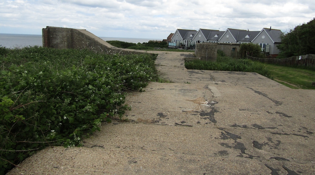 The remains of a Second World War coastal battery overlooking Mundesley Beach in the village of Mundesley, Norfolk, United Kingdom.