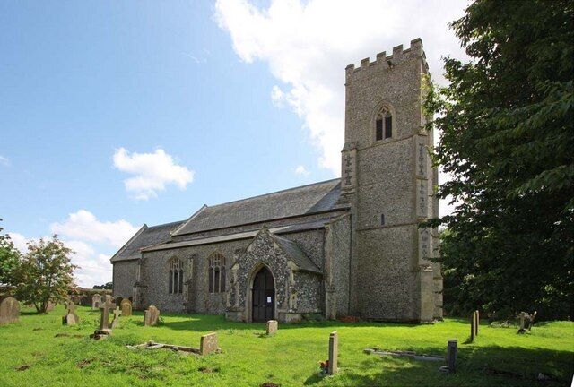 All Saints' parish church, Snetterton, Norfolk, seen from the north