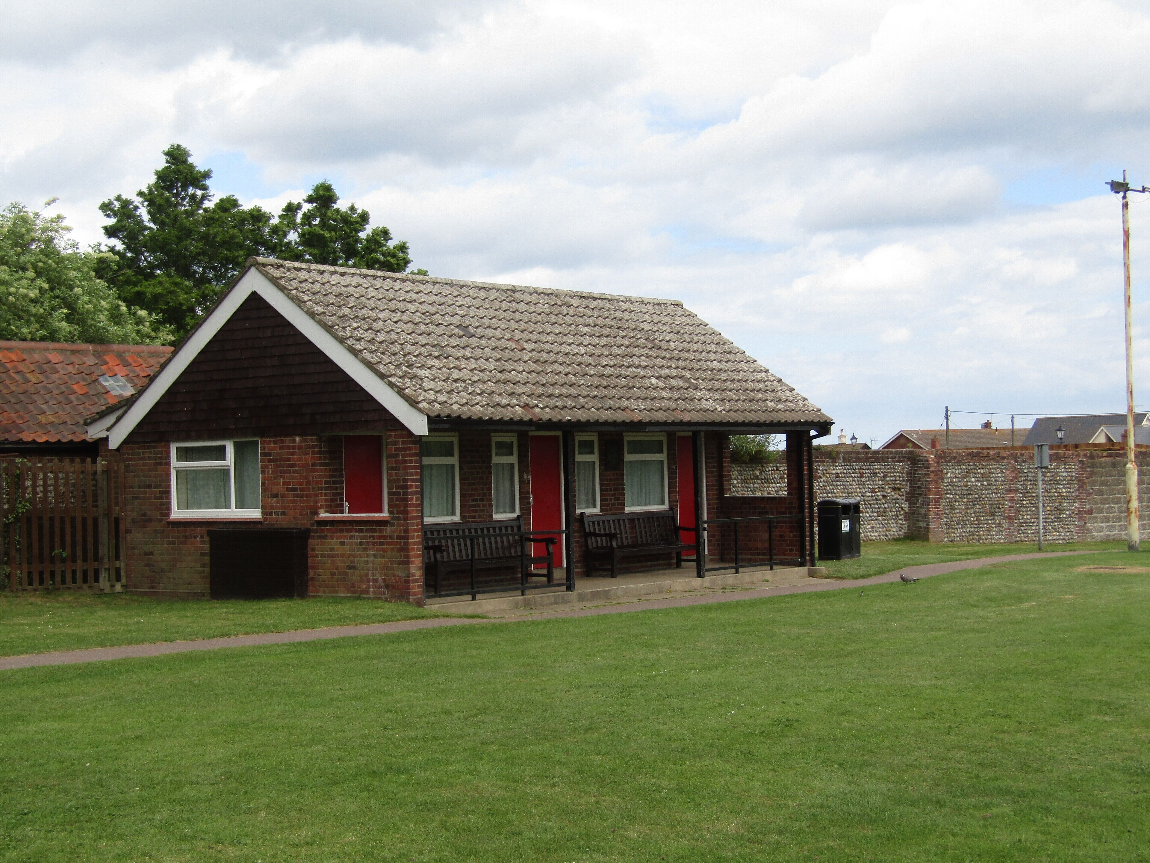 The Sports pavilion located on Gold Park in the village of Mundesley, Norfolk, United Kingdom.